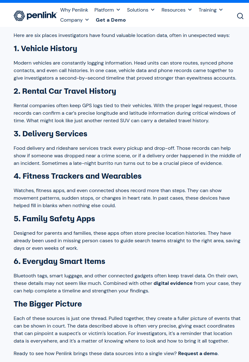 Penlink: "6 Overlooked Sources of Tracker Data Investigators Shouldn’t Miss"